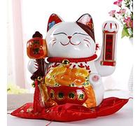 XIZHI 25cm Gatto fortunato con braccio sventolante oro azionato cinese Feng Shui Deoration Lucky Cat per negozi, ristoranti, soggiorno