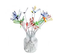 XIZHI 40 libellule artificiali 3D, ornamenti da giardino a forma di libellula, decorazione da giardino per interni ed esterni, decorazione per giardino fatato, giallo, blu, verde, rosso