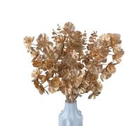 XIZHI 5 orchidee finte da 76,2 cm, 7 teste di orchidea dorata, fiori artificiali Phalaenopsis per fai da te, casa, feste e bouquet di nozze (orchidea dorata)