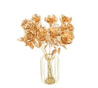 XIZHI 5 rose artificiali dorate, 50 cm, rose finte per fai da te, decorazione per la casa, feste e bouquet di nozze (rosa dorata)