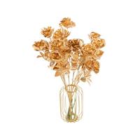 XIZHI 5 rose artificiali dorate da 67 cm, 3 teste di rose finte per fai da te, casa, feste e bouquet di nozze (oro B)
