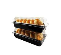 XIZHI 50 contenitori riutilizzabili per sandwich con coperchi trasparenti, contenitori in plastica per sushi, rotoli svizzeri, torte, biscotti, pasticcini, dessert, frutta, insalata, 19 x 8,4 x 5,8 cm