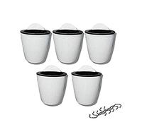 XIZHI confezione da 5 vasi per fiori pigri da appendere all’acqua, piante grasse e piccoli vasi da fiori per interni ed esterni, da appendere alla parete, con 5 ganci, colore bianco