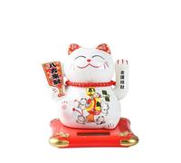 XIZHI Maneki Neko-Solar - Gatto portafortuna che sventola, da 14,8 cm, da posizionare sull'auto, sulla scrivania o sul comodino, per casa o ufficio, regalo per amici o colleghi