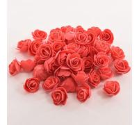 XIZHI Mini rose finte fiori artificiali, 100 pezzi, 3,5 cm, testa di rosa rossa in schiuma per fai da te, accessori per casa, feste, decorazioni per la casa e baby shower (rosso)