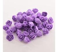 XIZHI Mini rose finte fiori artificiali, 100 pezzi, 3,5 cm, testa di rosa rossa in schiuma per fai da te, accessori per casa, feste, decorazioni per la casa e baby shower (viola)