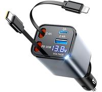 XIZHID Caricabatterie Cellulare Auto per BYD ATTO 3, Caricatore 4 in 1, Display Voltaggio Digitale, Adattatore Rapido Retrattile