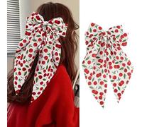 Xizhiwan donna ciliegia farfalla, bianco farfalla lunghezza nastro cappelli coda di cavallo cappelli frutta cappelli clip carino ciliegia cappelli clip grande farfalla