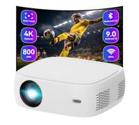 XJ-HOME Proiettore 4K con WiFi e Bluetooth, proiettore portatile intelligente con 18000 lumen, proiettore per film all'aperto, mini proiettore per telefono/TV Stick/HDMI/USB/DVD/PS (Nero-CX02)