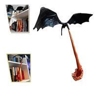 XJBCOD Angolo libri drago, fermalibri fuoco drago volante 3D, decorazione libreria gotica, regalo per gli amanti dei libri e collezionisti, 1 pezzo, Black and Blue, Plastica