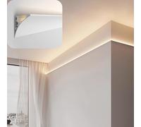 XJBWSDE Profilo per battiscopa a Corona per LED, Canale per Illuminazione indiretta per casa/teatro, diffusore per Modanatura di Luce a LED Che sostituisce Il cartongesso (4,0 m/13,1 Piedi)