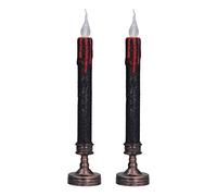 XJCX 2 candele senza fiamma, realistiche candele finte per decorazioni di Halloween, candele affusolate a LED per feste stagionali e festive, design a goccia di sangue, lunga durata