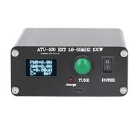 XJCX Sintonizzatore automatico dell'antenna ATU-100 1.8-50MHz, sintonizzatore automatico dell'antenna a onde corte aperto da 100W, tester in lega di alluminio OLED da 0,95 pollici con alloggiamento