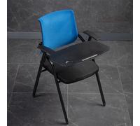 xjdagaoge Sedia da Ufficio Pieghevole Con Scrivania, Sedia da Reception in Rete Con Braccioli, Adatta for Ufficio, Scuola, Riunione di Formazione(Blue,Large)