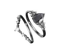 Xjdzineq Alla moda cristalli neri Floreali Anelli Gioielli in lega per l'uso quotidiano Più Dimensioni Comfort Fit Disegni gotici Donne ' s Nero Zircone Fiore Anelli, One Size, come descritto, come