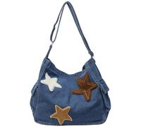 Xjdzineq Borsa da donna Star Messengers Grande Capacità Denims Spalla Crossbody Studente Scuola Donna Borsa Star Messenger Bag Grande Capacità Denims Borsa a tracolla, Blu