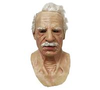Xjdzineq Realistico Calvo Vecchio Uomo Lattice Full Face Collo Casco per Masquerade Halloween Haunted