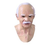 Xjdzineq Realistico Calvo Vecchio Uomo Lattice Full Face Collo Casco per Masquerade Halloween Haunted