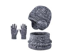 Xjdzineq Set di guanti invernali per bambini, con sciarpa, per ragazze e ragazzi, alla moda, con paraorecchie, scaldacollo, ghette, guanti caldi accessori invernali per giochi sulla neve per bambini