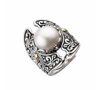 XJEIVJIC Anello di dichiarazione larga perla vintage per donne ossidate boho apertura a febbre da nozze anelli di dito ampliabile dito comfort adatto alla moda bohémien dimensione di moda etnica 7