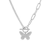 XJEIVJIC Collana Women Necklane a ciondolo Collane a farfalla Catena asimmetrica Mescolata con collana di fibbia OT