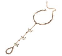 XJEIVJIC Dainty Finger Ring Link with Butterfly Bracelet Bangle Simple Trendy Retro Style Butterfly Pendant Chain Link Bracelet Prom Birthday Party
