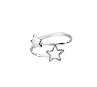 XJEIVJIC Double Star Wrap Open Ring for Women S Dainty Adjustable Statement Engagement Thin Tiny Finger Rings Gifts for Bff Daughter Birthday