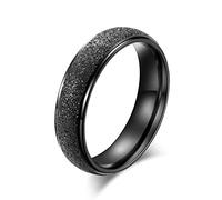 XJEIVJIC Dress Rings Personalised Rings for Couples Pearl Sand Wedding Engagement Band, Black