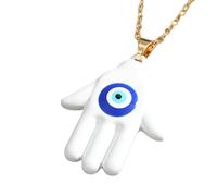 XJEIVJIC JZWCHQ Hamsa Necklace For Women And Men, Multicolor Hamsa Hand Evil Eye Necklace Turkish Blue Eye Fatima Hand Sweater Chains, Mano De Fatima Con Ojo Turco