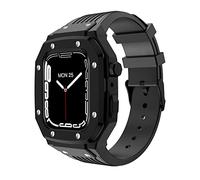 XJEIVJIC Kit de modification Band Case 44 mm 45 mm 42 mm iWatch Series 7 6 5 4 SE Bracelet de montre en silicone + en acier inoxydable