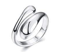 XJEIVJIC Shiny Simple Design Opening Rings for Women Adjustable