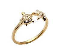 XJEIVJIC Star Cute Turtle Starfish Asymmetric Small Open for Women Girls Dainty Animals Adjustable Statement Knuckle Thin Tiny Finger Pinky for Daughter Bff Birthday
