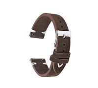 XJEIVJIC Watchband Soft Suede Leather Vintage Strap Replacement For Men Women Watch Band Coffee 18mm 20mm 22mm 24mm Watch Strap KZSD10 lasting (Band Color : Coffee-White Line, Band Width : 24mm)