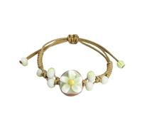 XJHHS 15-19CM 2 Pezzi Bracciale in Corda Fiore Regolabile Bracciale con Perline in Ceramica Bracciale Portafortuna Braccialetti dell'amicizia in Ceramica per Donna Uomo
