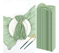 XJHWD 100 tovaglioli di Garza Boho Rosa 50x50 cm, tovaglioli in Cotone Rustico, Garza Spiegazzata per Decorazioni per Feste di Matrimonio, tavola Elegante Verde Salvia