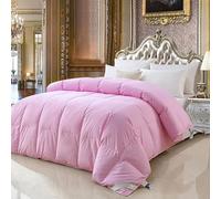 XJHWD Piumino King Size in Piuma D'Oca, Piumino Lussuoso, Piumino Lavabile in Lavatrice, Trapunta Calda Invernale Griglia Piatta-Rosa