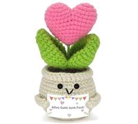 XJIANFU Un regalo per la mamma/partner, la nonna, un fiore a cuore lavorato a maglia con un messaggio di auguri, come regalo di compleanno per la mamma, la fidanzata o la nonna (fiore a cuore)