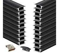 XJKH Canale per Striscia LED in Alluminio Diffusore, Traccia Anodizzata Nera Opaca, Nastro Luminoso a Collo per Armadio, Mensola Galleggiante Incassata - 1M/3.3FT, 17X7MM, Copertura PC Nera Profilo