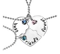 XJKLBYQ 3pcs/Set Migliore Amico per Sempre Cravatta Kit di BFF Rhinestone Collana Forma a Sospensione Amicizia Puzzle Dono di Gioielli, Ciondolo a Forma di Cuore di Strass