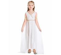 XJKLBYQ Abito greco, costume della dea greca per bambini, vestito di dea bianco poliestere Athena toga romano Halloween Costumi cosplay Grecian Autfit Set S