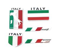 XJKLBYQ Adesivi in Silicone a Cupola 3D, Adesivi per Auto in Metallo Bandiera Italiana, 5pcs Bandiera Italiana Emblema per Auto, Accessori per paraurti cromati 3D per gonne universali Motociclisti