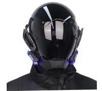 XJKLBYQ Celmetto cyberpunk, casco dell'armatura di potenza, maschera punk casco punk cyber a LED Blue Light Up Mask per cosplay per adulti Halloween Party Music Festival Costume