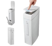 XJKLBYQ Cestino per bagno Cash 4x8x17in 4, 5L Slim Bicone da bagno con supporto per la spazzola igienica Pressa apre la spazzatura del rettangolare bianco per lo spazio per cucina, magro con coperchi
