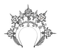 XJKLBYQ Chiesa della dea, corona della dea santa barocca a 3 livelli, fascia di testa corona nera per donne accessori per capelli cosplay, decorazione per capelli