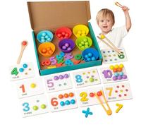 XJKLBYQ Contare i Giocattoli per i più Piccoli 1-3, Digital Learning Montessori Giocattoli con Perline, Bacchette e cucchiai, Gioco di Matematica educativa per Bambini, Bambini