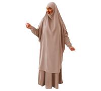 XJKLBYQ Donni di preghiera da donna, 2 pezzi abiti musulmani lungo abito con hijab, abiti islamici turchi s per donne/kaki