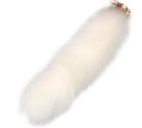 XJKLBYQ Tornario di coda volpe THERIAN FLUFFY, portachiavi di coda animale in finto morbido, supporto per keyring della coda lunga per zaino per borsetta/15,8 - bianco