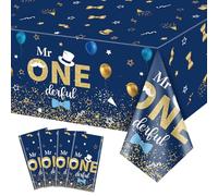 XJLANTTE 4 Pezzi Tovaglie Rettangolari Blu Navy Royal per Primo Compleanno Mr Onederful - Decorazioni Doccia 51x86,6