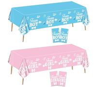 XJLANTTE Tovaglie Gender Reveal da 4 pezzi - Decorazioni Gender Reveal per ragazzi o ragazze Tovaglia rettangolare rosa e blu Idee per la rivelazione del genere, 51 x 86,6 pollici (Gender Reveal-2)