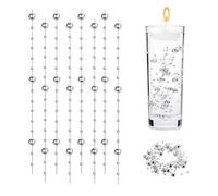 XJLyaya Ruban Perles de, 1,2m 24 Pcs Guirlande de Perles Artificielles, Ruban Avec Pearl, Chaîne Perle Avec Ligne Pêche, Convient Pour les Bougies Flottantes, Faites à la Main, Mariage (Argento)